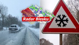 Bouračky i zranění. Sníh zkomplikoval řidičům v Česku cestu, sledujte radar Blesku