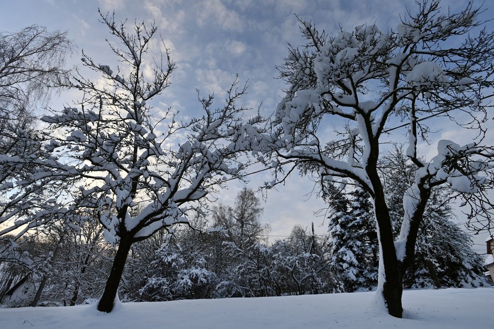 Sněhová nadílka v Karlovarském kraji.
