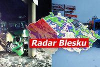 Sníh trápil řidiče, nehody měly i tragický konec. Sledujte radar Blesku a pozor na ledovku