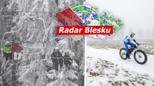 Zima trápí Česko: Padají stromy a hrozí přívaly sněhu! Sněžku zasáhl orkán, sledujte radar Blesku