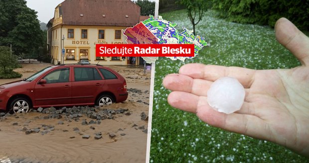 Česko zasáhly silné bouřky: Kroupy a záplavy, rychlík narazil do spadlé skály!