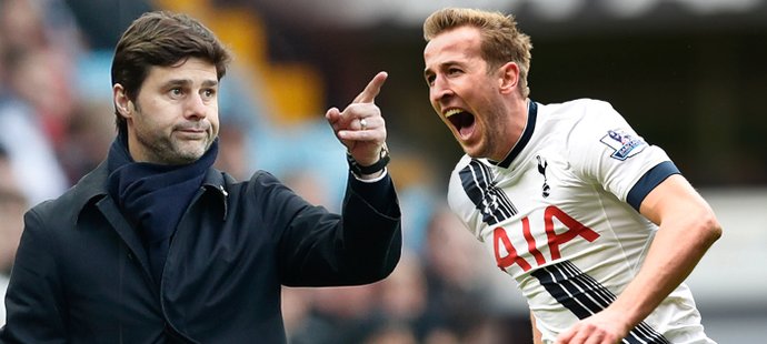 Dva ze strůjců úspěchu Tottenhamu - trenér Mauricio Pochettino a kanonýr Harry Kane