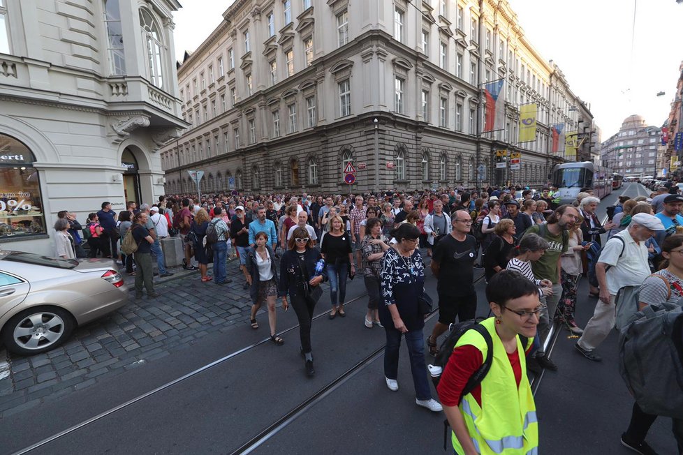 Z Václavského náměstí vyrazil pochod, který pořádá spolek Milion chvilek na Hradčnaské náměstí. Cestou připomínal oběti sovětské okupace.