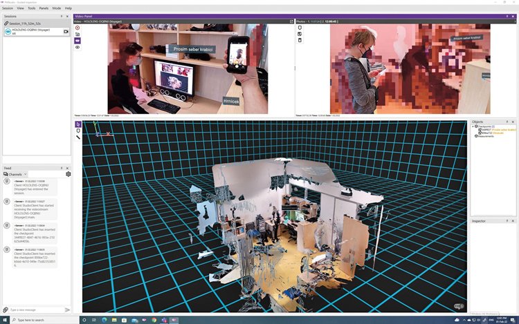 Obrázek z našeho testování ukazuje, jak se v reálném čase vykresluje 3D model kanceláře v CIIRC        