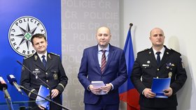 Briefing Národní centrály proti terorismu, extremismu a kybernetické kriminalitě k ukončení mezinárodních operací zaměřených na organizované skupiny v oblasti reverzních inzertních podvodů, 6. prosince 2023, Praha.