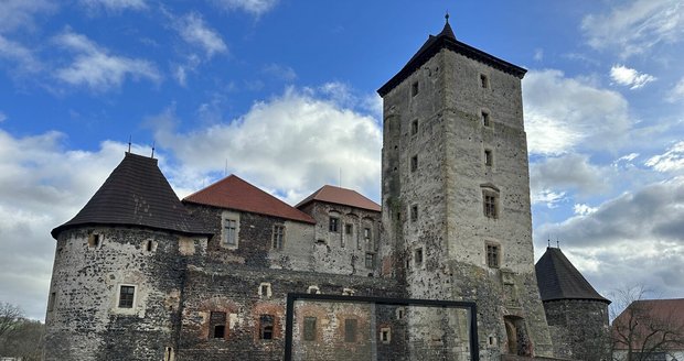 Fotobod na nádvoří hradu Švihov na Klatovsku.