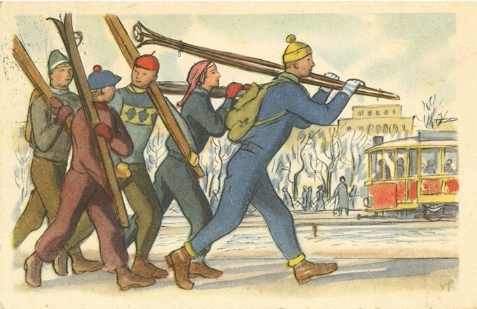 Po roce 1948 působily motivy na vánočních pohlednicích jako oslava dělnické třídy.