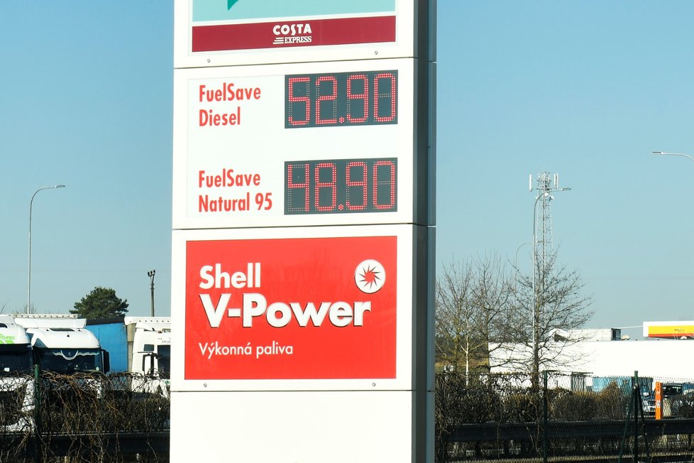 Ceny pohonných hmot v Plzeňském kraji. (10.3.2022)