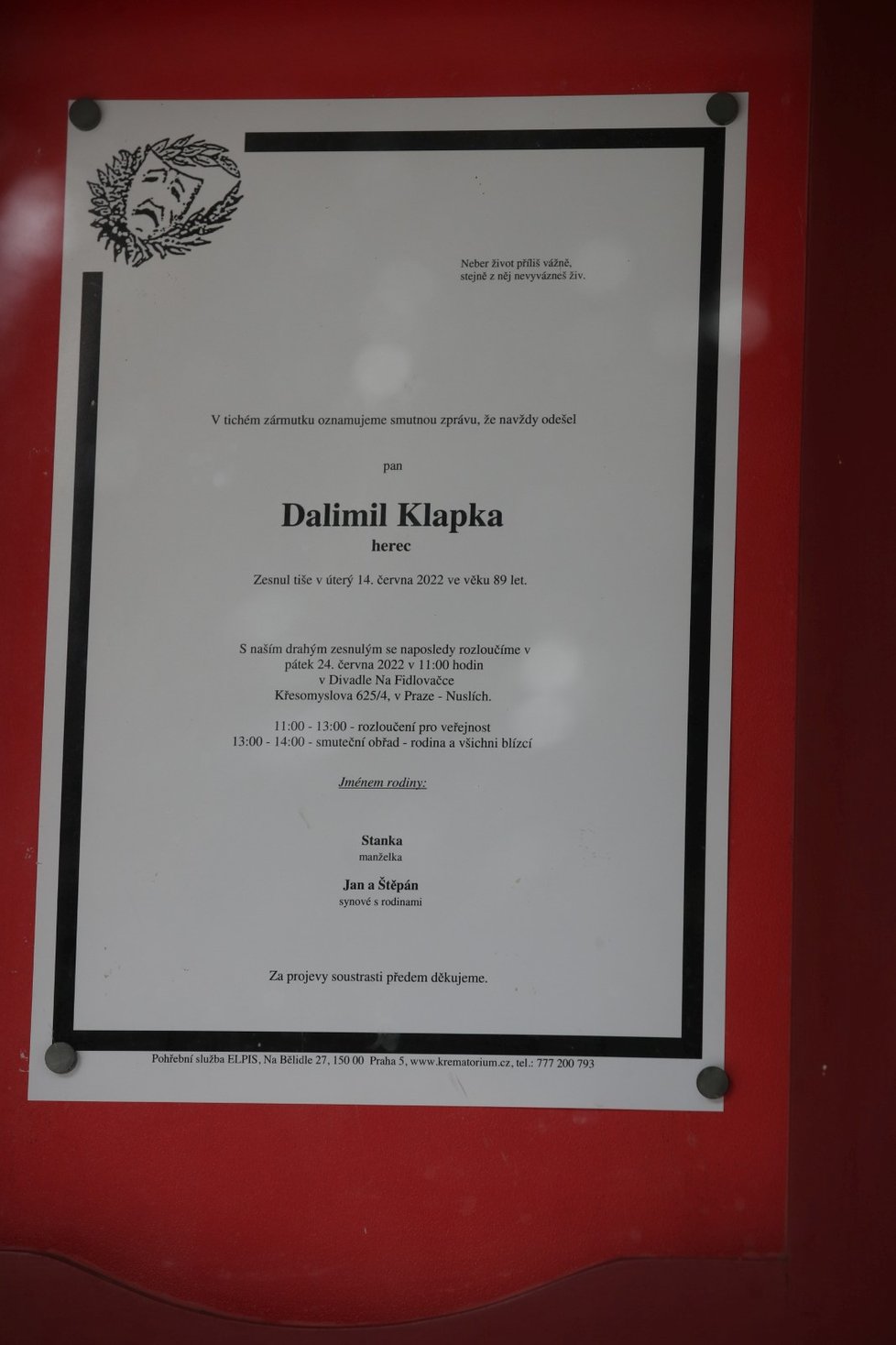 Pohřeb Dalimila Klapky