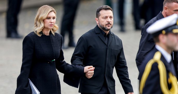 Pohřeb norského krále Haralda V.: Ukrajinský prezident Volodymyr Zelenskyj s manželkou Olenou (9.9.2026)