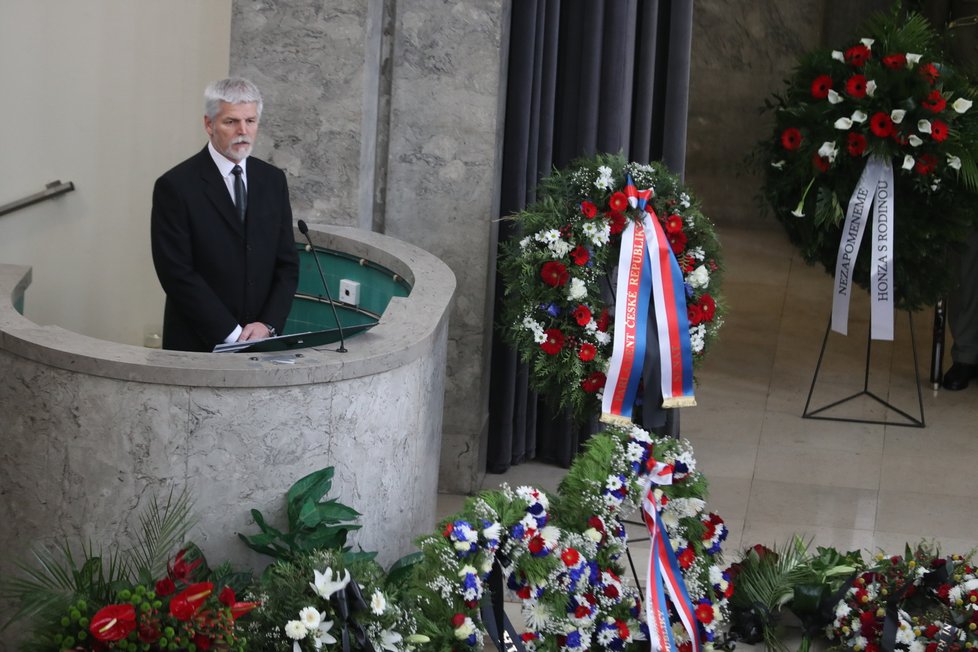 Pohřeb Luboše Dobrovského: Petr Pavel během proslovu (7.2.2020)