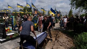 Pohřeb Romana Šadlovského, jedné z obětí masakru v Buči (18.7.2023)