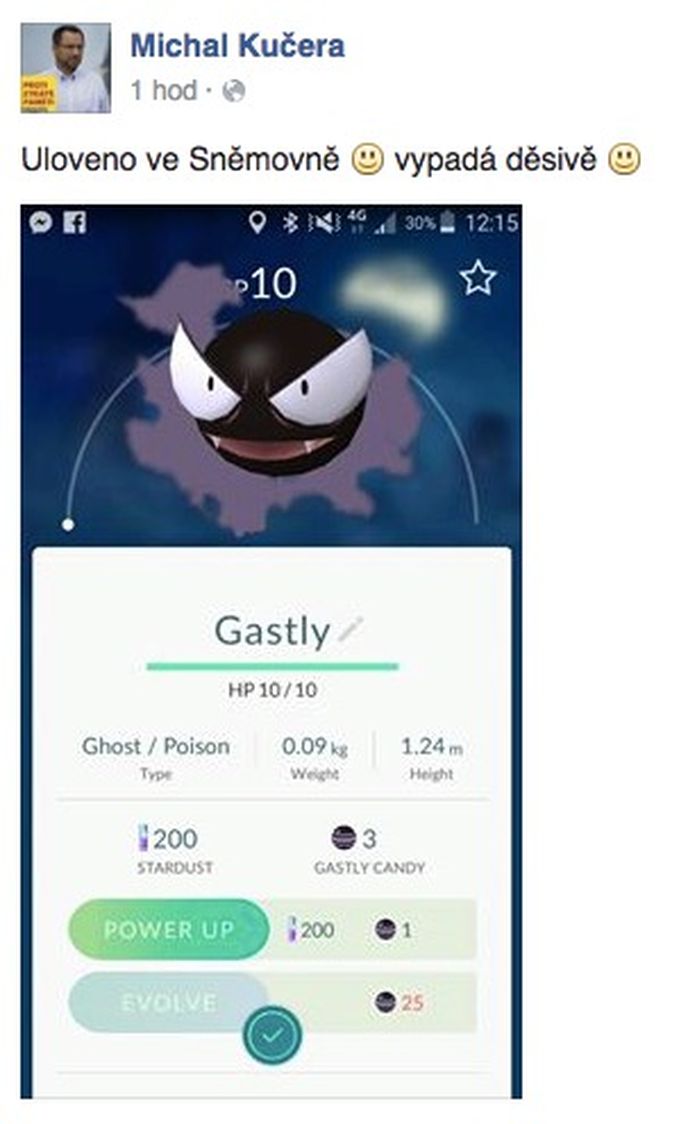 Na Pokémonu Go ujíždí i poslanec Kučera z TOP 09