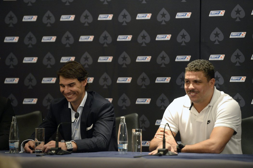 Rafael Nadal a Ronaldo na tiskové konferenci v Praze