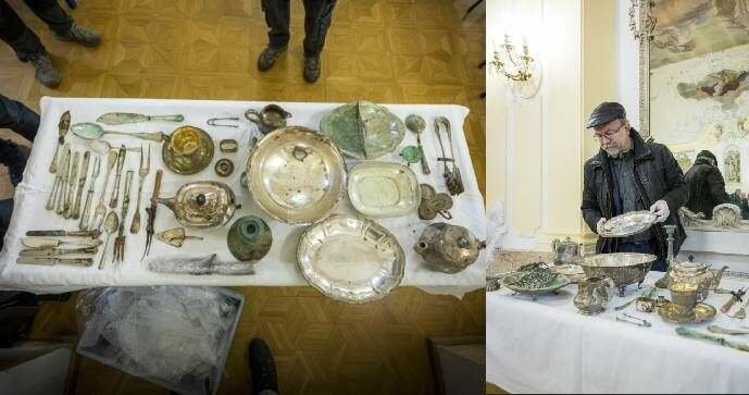 Představení části pokladu barona Liebiega, který nalezli na zámku Nový Falkenburk v Jablonném v Podještědí na Liberecku.