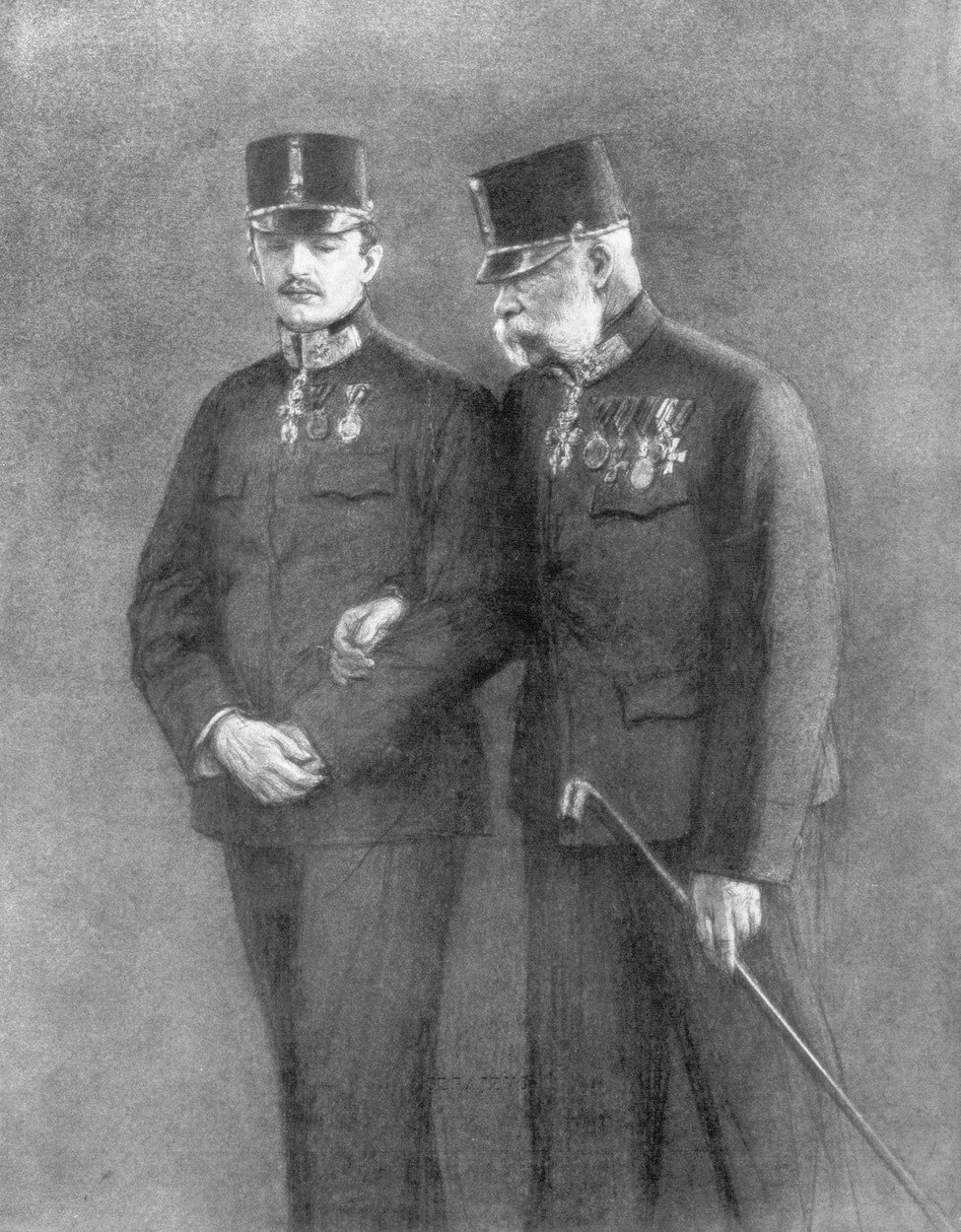 Rakouský císař Franz Josef I. a arcivévoda Karel Habsburský