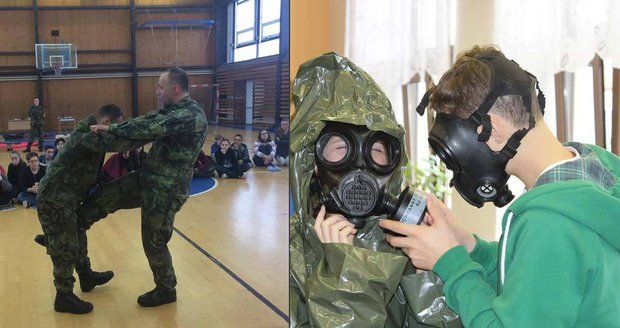 Plynová maska a masáž srdce. Vojáci učí české děti přežít válku i katastrofu