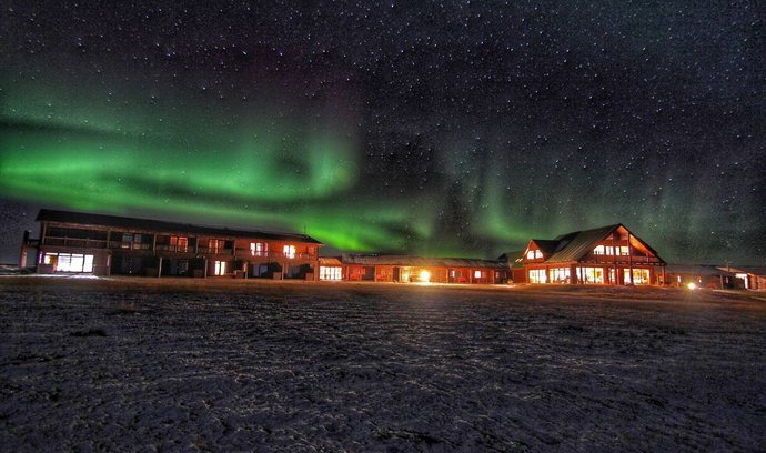 Hotel Rangá na Islandu má k pozorování polární záře ideální podmínky.