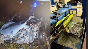 Při nehodě u Deštné na Jindřichohradecku se zranil řidič, záchranáři pro něj museli do rozbahněného pole.