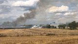 Na Kolínsku hořelo pole: Na místo vyjely desítky hasičů, pomáhal i vrtulník