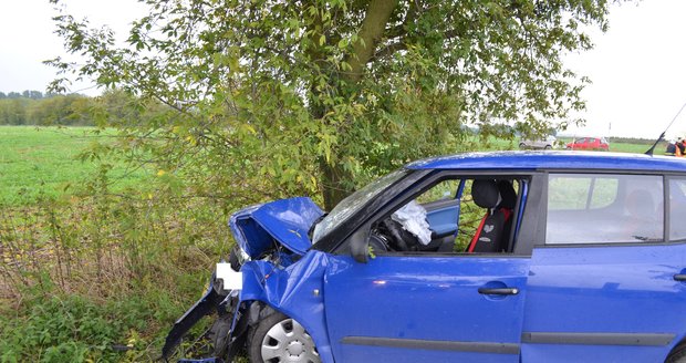 Auto u Hostivic narazilo do stromu, na výpomoc vyjeli hasiči z Prahy