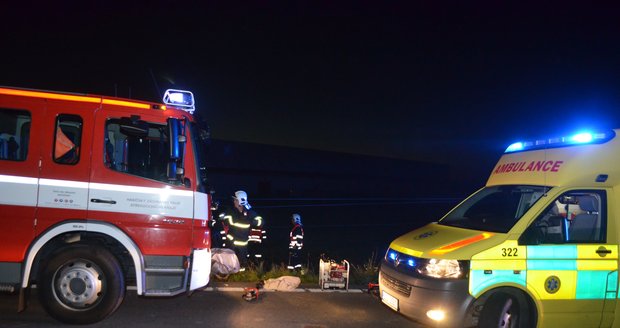 Z automobilu, který porazil sloup elektrického vedení, vyprostili hasiči řidiče