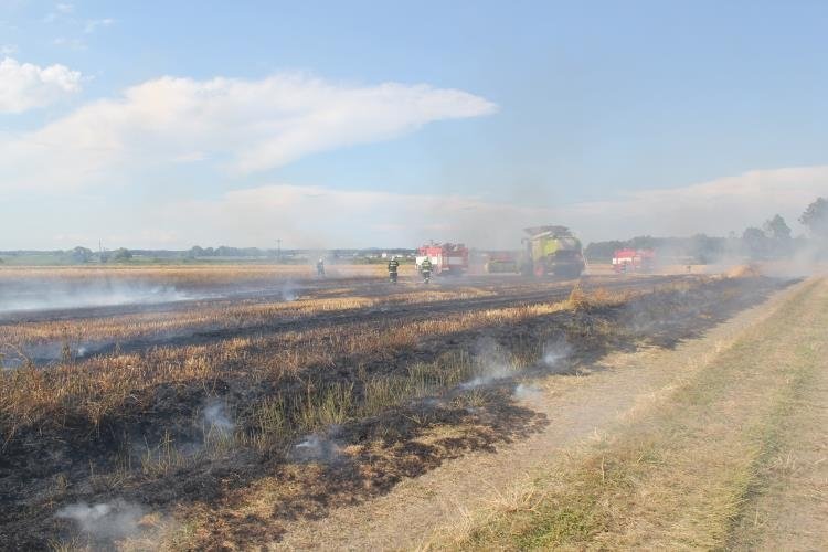 Od pneumatiky kombajnu vzplálo pole, hasiči uchránili majetek za 2,5 miliónu