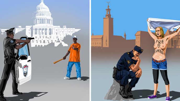 Vtipné ilustrace policie v 16 zemích světa
