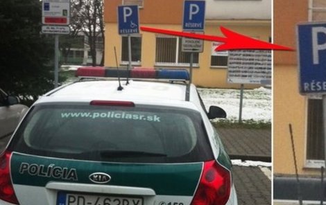 Policie bez jakéhokoliv důvodu parkova na místě pro invalidy.