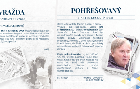 Vražda podnikatele Filipa a záhadné zmizení seniora na Trutnovsku: Policie v kalendáři odhalila další nevyřešené případy