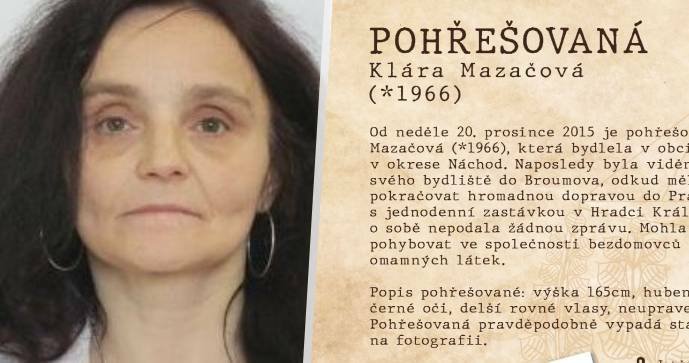 Klára Mazačová před osmi lety zmizela na cestě z Jetřichovic do Prahy.