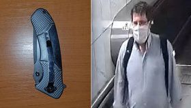 Agresor napadl v metru nožem druhého muže: Toho shání policie, aby událost objasnil