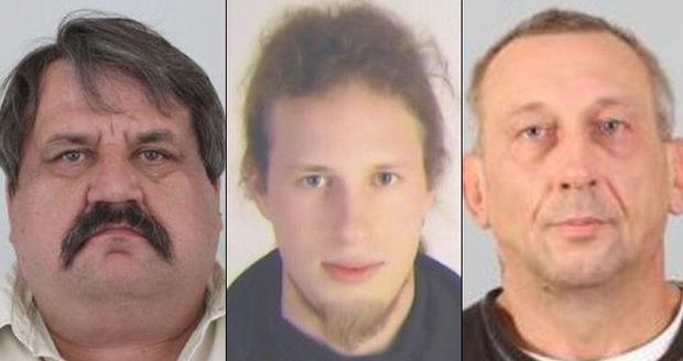 Policie pátrá po těchto mužích, kteří nenastoupili do výkonu trestu. Jedná se o Zdeňka Fridricha, Lukáše Bartalose a Václava Nováka (zleva).