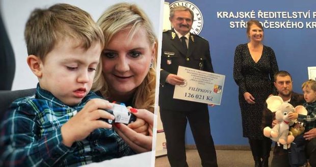 Policisté pro Filípka vybrali 169 tisíc korun: Trpí vadou, kvůli které nemůže chodit ani stát