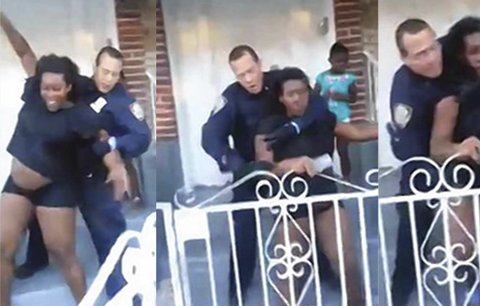 Policista nelegálním chvatem zpacifikoval těhotnou za grilování před domem