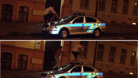 Dva mladíci se proběhli po střeše policejního vozu