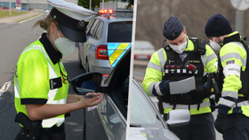 Policisté kontrolují doklady řidiče.