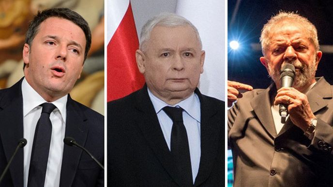 Matteo Renzi, Jaroslaw Kaczyński, Luiz Inácia Lula da Silvu.