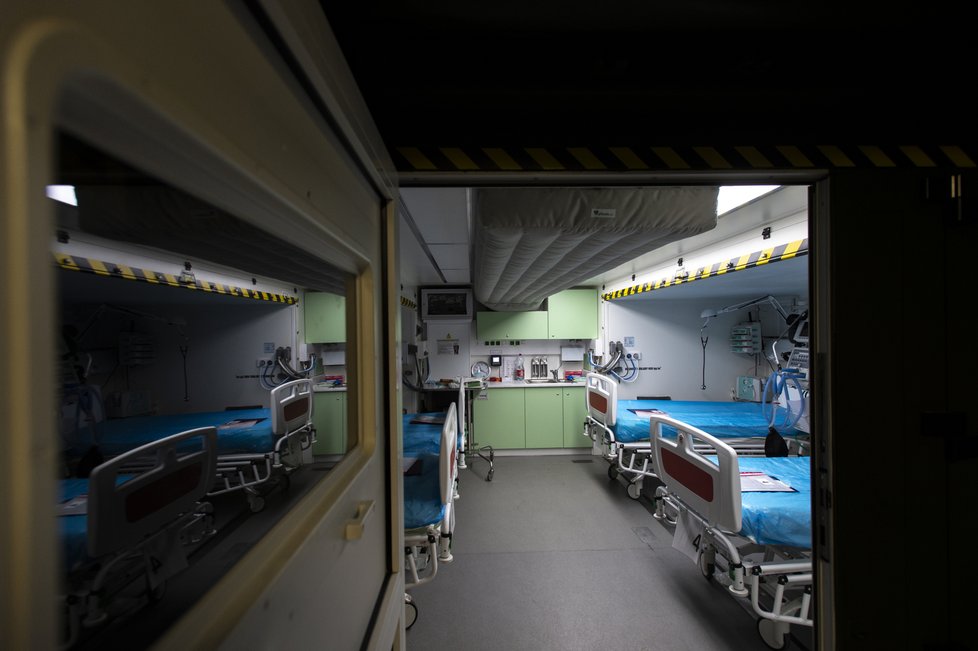 Vojenská polní nemocnice na snímku pořízeném 19. září 2018 při mezinárodním cvičení Medical Man v Hradci Králové.