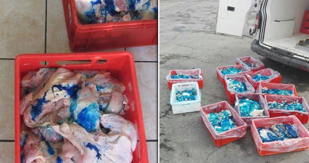 Pach, špína a modrá barva: Veterináři zadrželi 300 kilo závadného polského masa