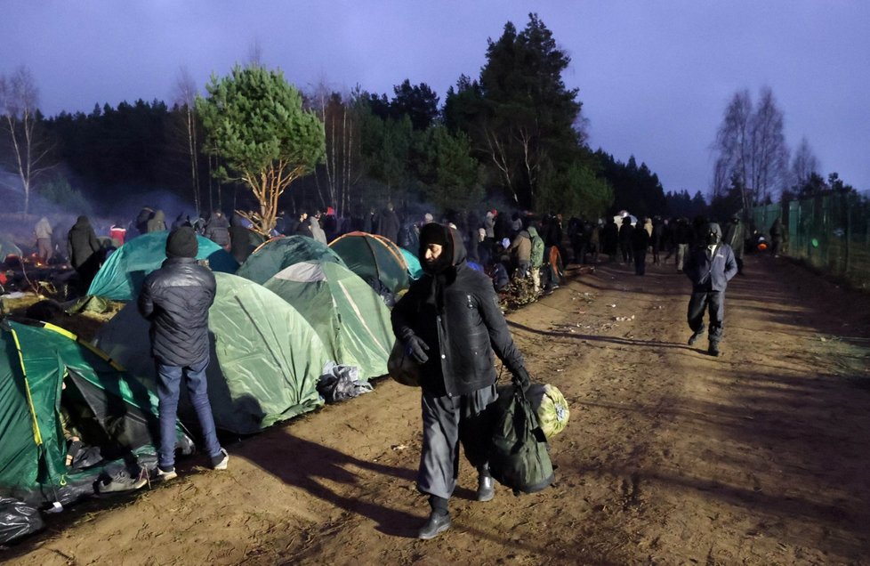 Uprchlíci na bělorusko-polské hranici (18.11.2021)