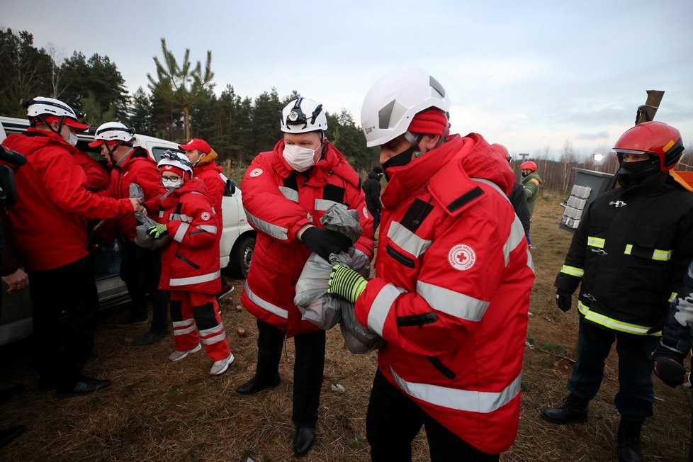 Migranti z Blízkého východu na polsko-běloruské hranici (14. 11. 2021)