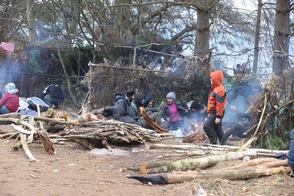 Migranti z Blízkého východu na polsko-běloruské hranici (14. 11. 2021)