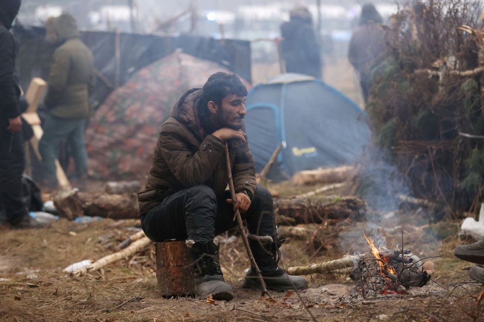 Migranti z Blízkého východu na polsko-běloruské hranici (14. 11. 2021)