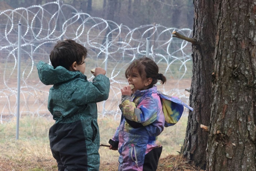 Migranti z Blízkého východu na polsko-běloruské hranici (14. 11. 2021)