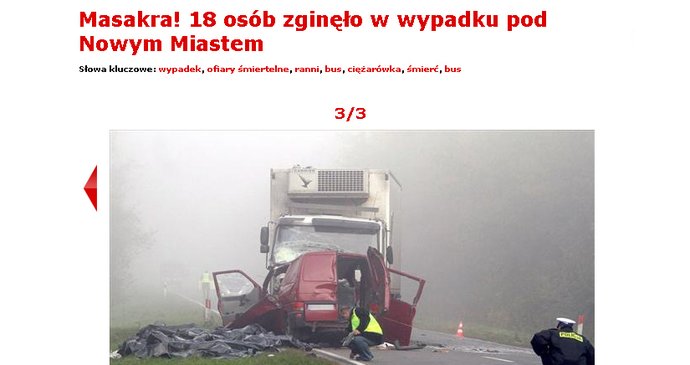 První fotografie z místa nehody přinesl polský server Fakt.pl