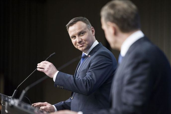 Polský prezident Andrzej Duda a jeho úhlavní politický oponent, evropský prezident, Donald Tusk