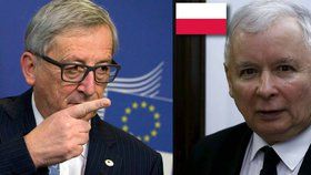 Krok Evropské komise jen vyostří vztahy mezi Bruselem a Varšavou. Na snímku předseda EK Juncker a šéf strany PiS Kaczynski.