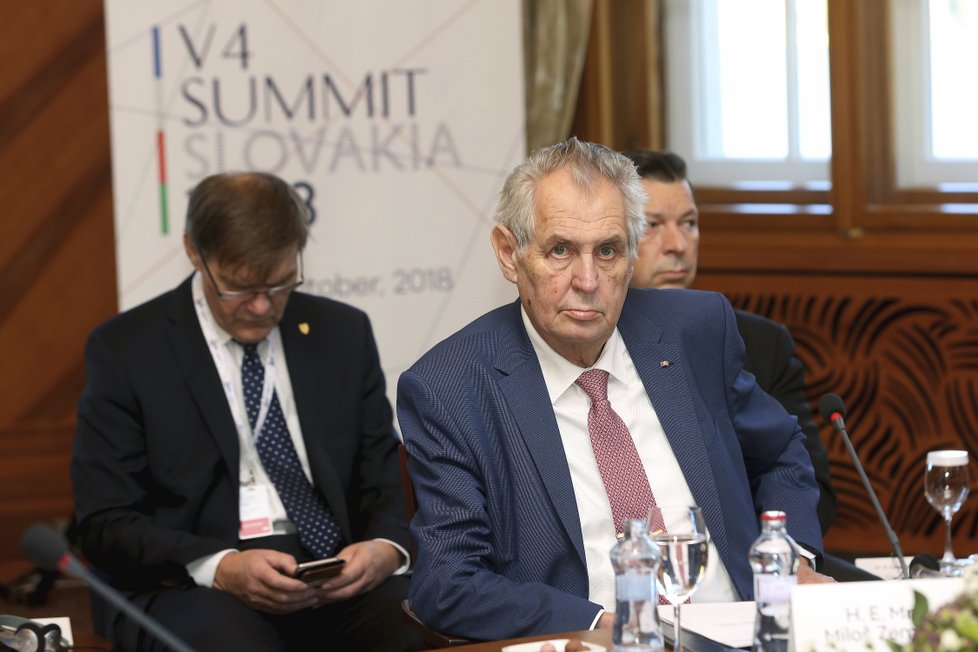 Prezidenti V4 v Štrbském Plese rokovali o Evropské unii. Na snímku český prezident Miloš Zeman.(11.10.2018)