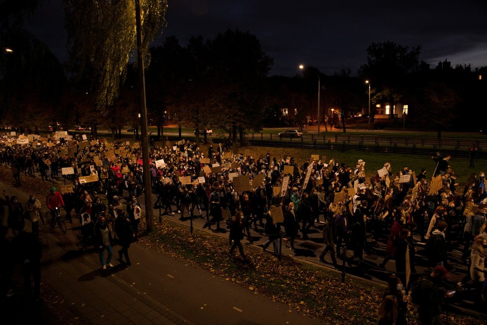 Protesty proti zostření protipotratového zákona v Polsku.